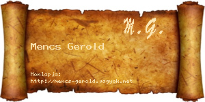 Mencs Gerold névjegykártya